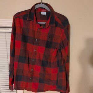 Columbia Flannel Shirt Men’s Medium Red Black Plaid Long Sleeve